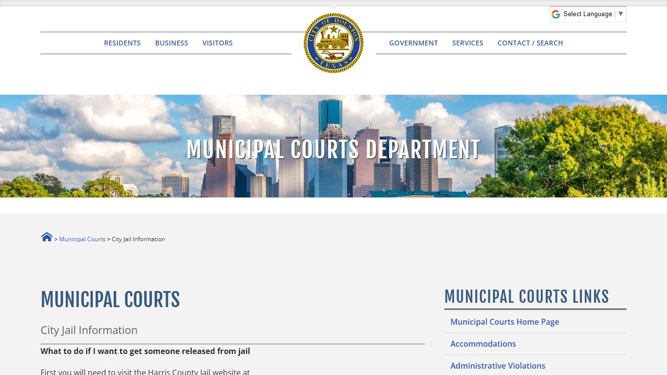 City Jail Information - City of Houston eGovernment Center